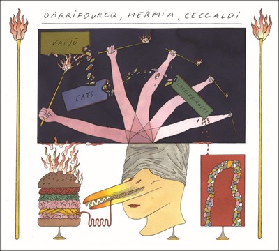 Darrifourqc, Hermia, Ceccaldi Kaiju eats Cheeseburgers Album Cover